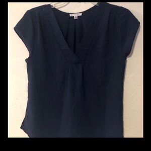 Navy Blue “Mine” top with stitching openings on collar